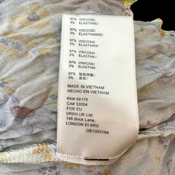 Free People Ivory Combo Floral Short Sleeve It Takes Two Open Back Dress Size L - Picture 8 of 9